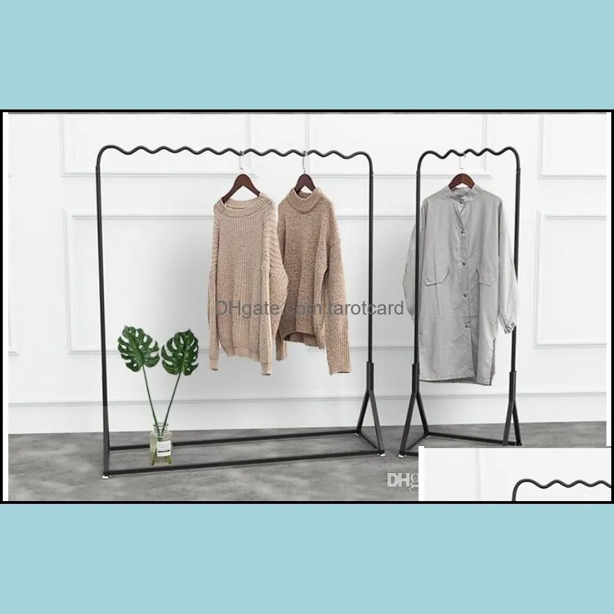 Golden clothing display rack Bedroom Furniture Simple Shop Window Cloth Ground Show shelf Combination Clothes Racks