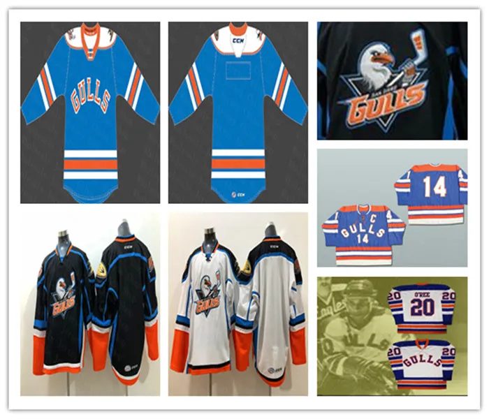 Maglia da hockey AHL San Diego Gulls personalizzata Nikolas Brouillard Alex Limoges Hunter Drew Jacob Perreault Trevor Carrick cucita bianco blu nero