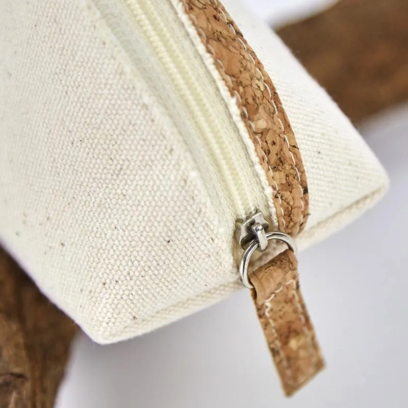 Canvas Cosmetic Storage Bag Environmental Wood Grain Color Matching Zipper Travel Washing Bag Shell Makeup Bag LX4626