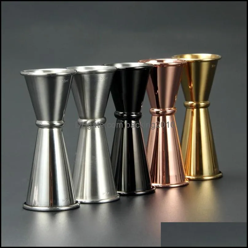 Stainless Steel Cocktail Shaker Bar Tools Single Double Shot Drink Mixer Wine Pourers Measurer Cup 30/60ML Drinking Spirit Measure Jigger Kitchen