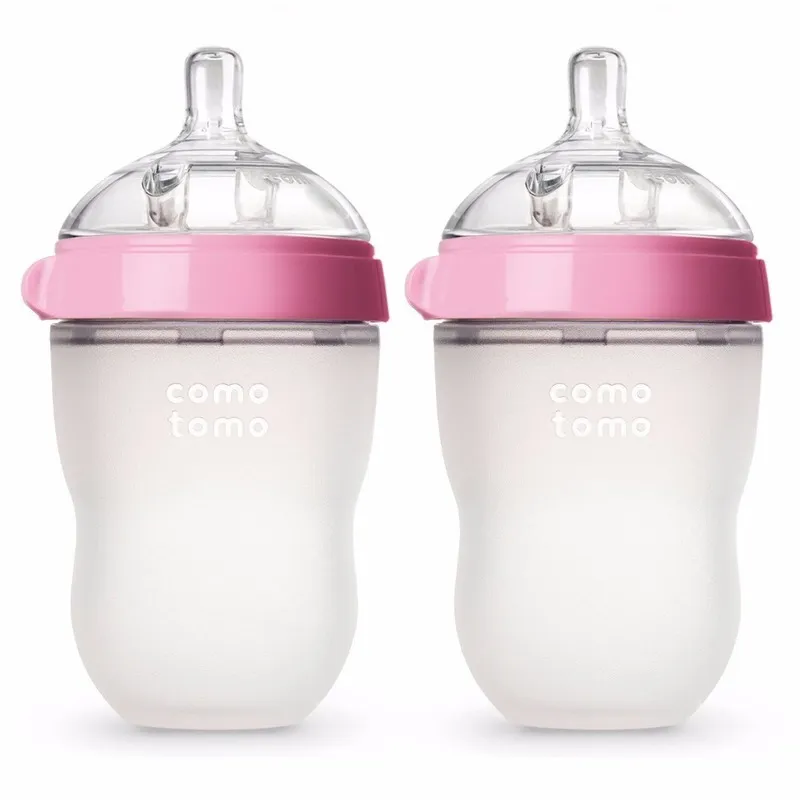 Silikon baby flaska grön rosa 5 oz och 8 flaskor 2 pack bpa gratis matning flaska barn barn 220525