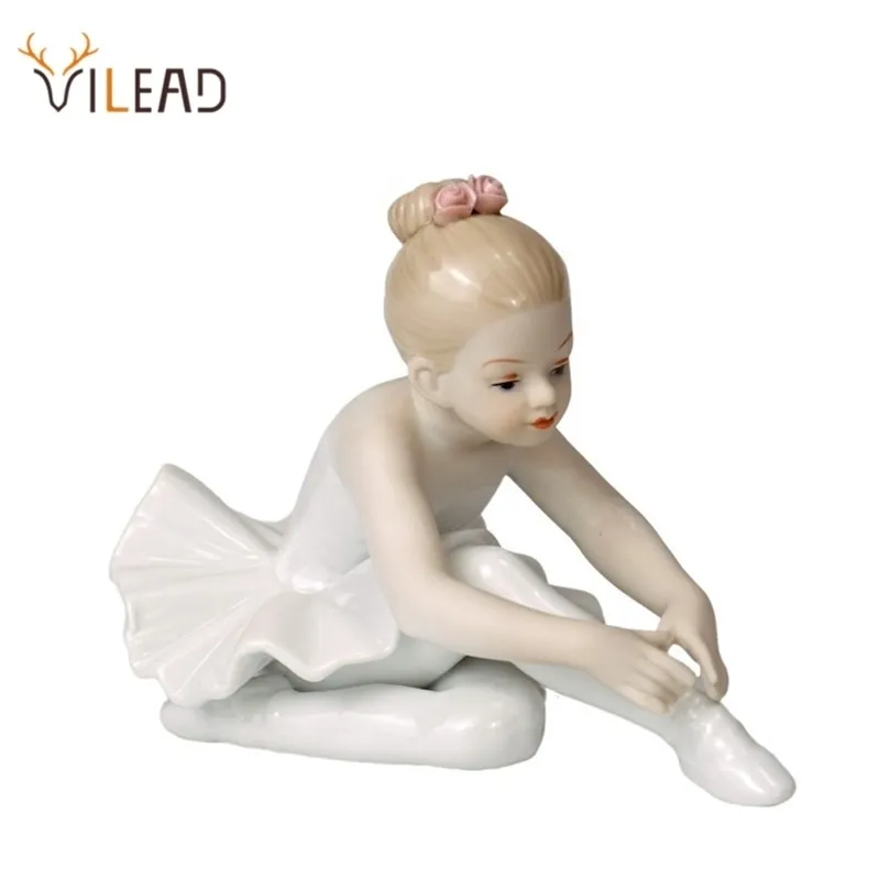 Vilead céramique ballet fille Figurines Doll Chambre Accueil Décoration Accessoires Salon Chambre à coucher Cadeau Creative Cadeaux Jardin Figures 220329