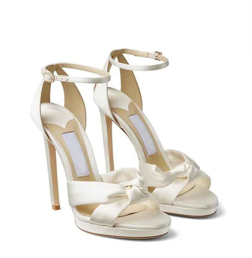 Sandali con plateau Rosie estivi Scarpe da donna in raso avorio Due cinturini tubolari Décolleté romantici Abito da sposa per feste Lady Tacchi alti eleganti