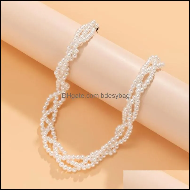 chokers cross pearl bead chain short choker necklace for women fashion layered beaded on neck 2022 jewelry collarchokers