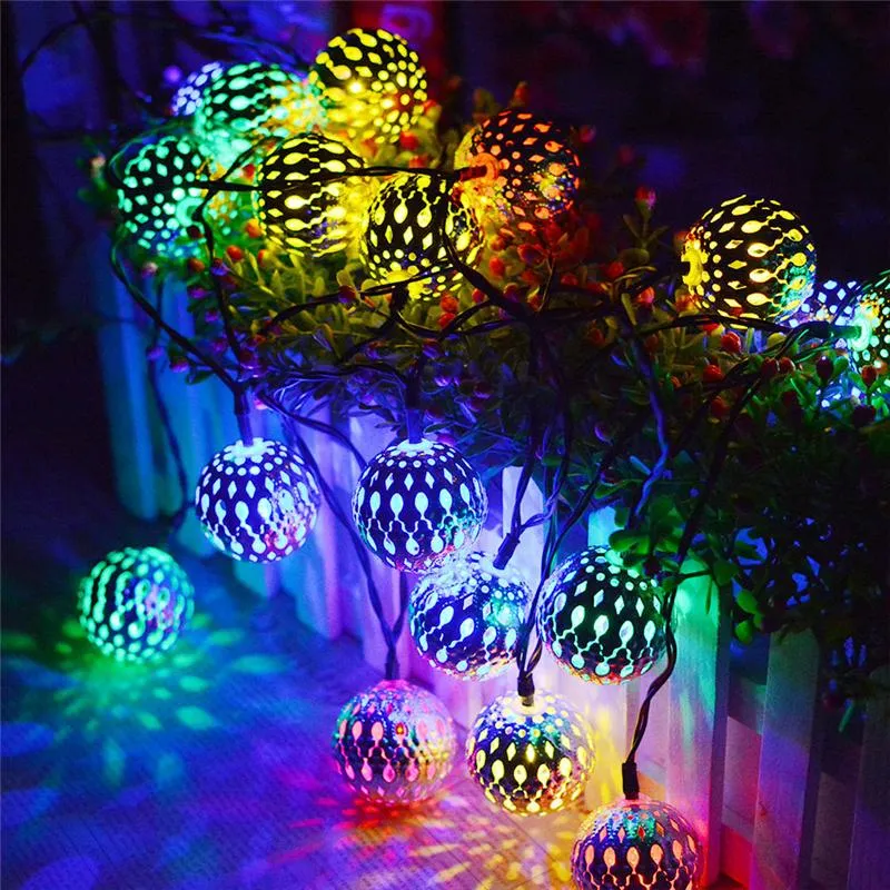 Cordes 10/20 LED boule marocaine guirlandes lumineuses romantique fée lanterne lumière suspendue lampe de jardin guirlandes décoration de fête de noël