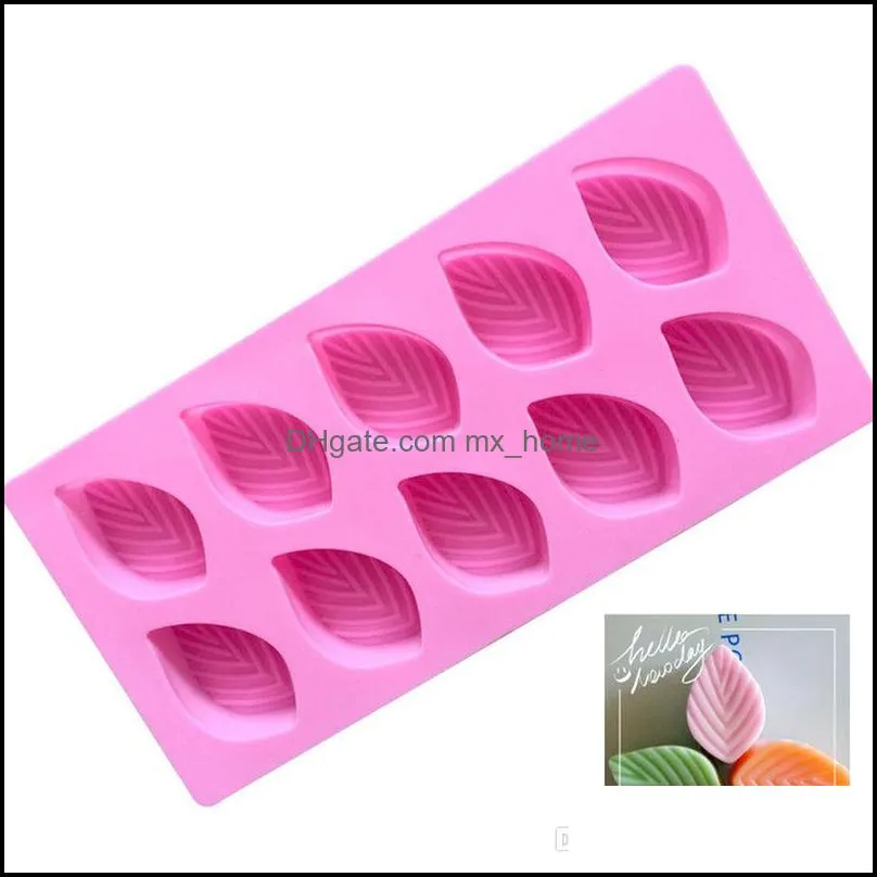 Chocolate Mold Silicone Baking Tool 10 Holes tray Leaf Shape Cake Soap Candy Jelly  Mould Pastry Decorating Tools