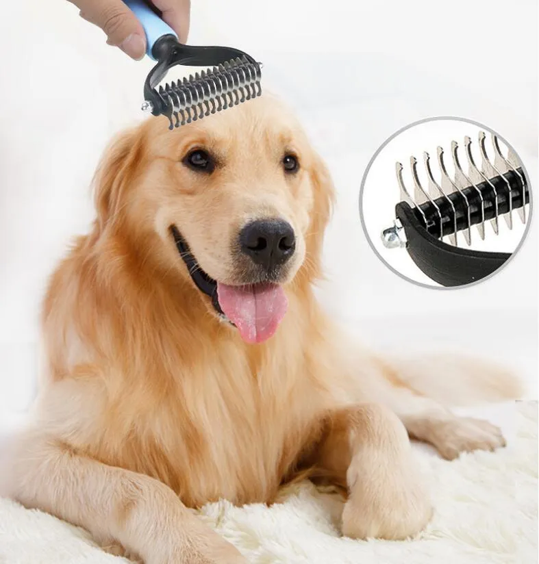 Brush de cuidados de cachorro Cat Pet Double Suded Safe eficaz Dematting pente para cães gatos Não há mais derramamento desagradável ou cabelo voador