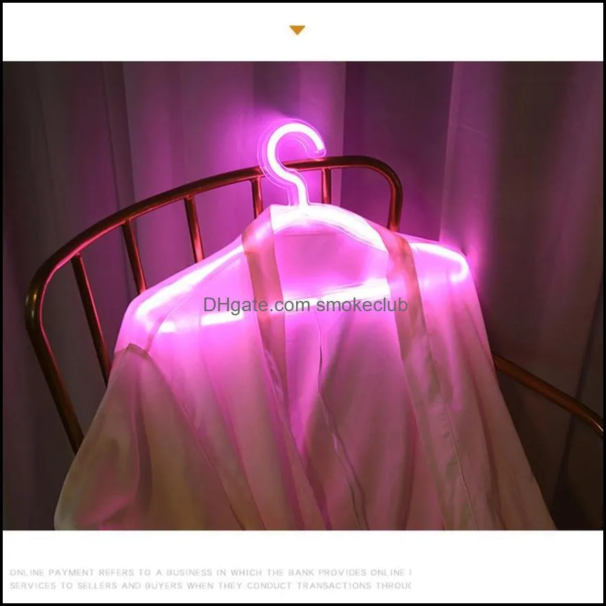 Creative Led Clothes Hanger Neon Light Hangers Ins Lamp Proposal Romantic Wedding Dress Decorative Clothes-rack 3 Colorsa07245V