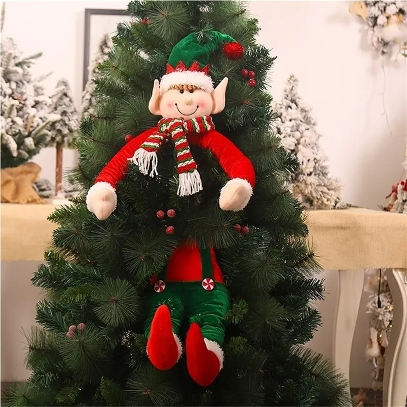 Christmas Telescopic Rod Faceless Doll Window är dekorerat med Tree Dolls Elves Hug Decoration Supplies Y201020