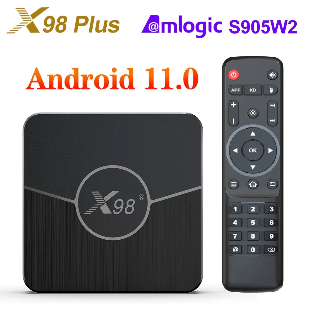 x98 플러스 TV 상자 안 드 로이드 11 Amlogic S905W2 4G 64GB 지원 AV1 듀얼 WiFi HDR 10+ YouTube 미디어 플레이어 세트 탑 박스 x98plus