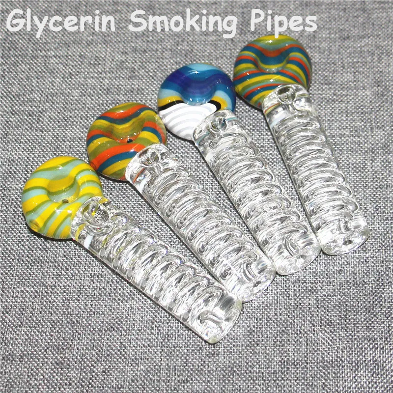 Färgglada rökrör Pyrex Glasolja Burner Pipe Small Handpipe Oil Nail Water Hand Burning For Dab Rigs Tube Tobacco Dry Herb Tool