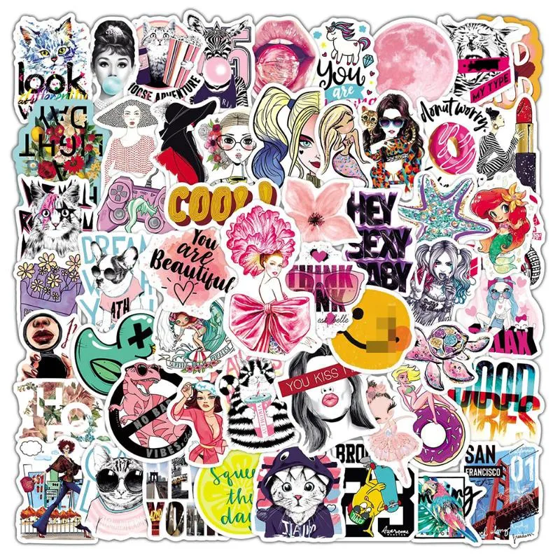 Gift Wrap 50/100pcs Girls Cute Stickers For Notebook Laptop Kscraft Craft Supplies Scrapbooking Material Vintage Pink AestheticGift GiftGift