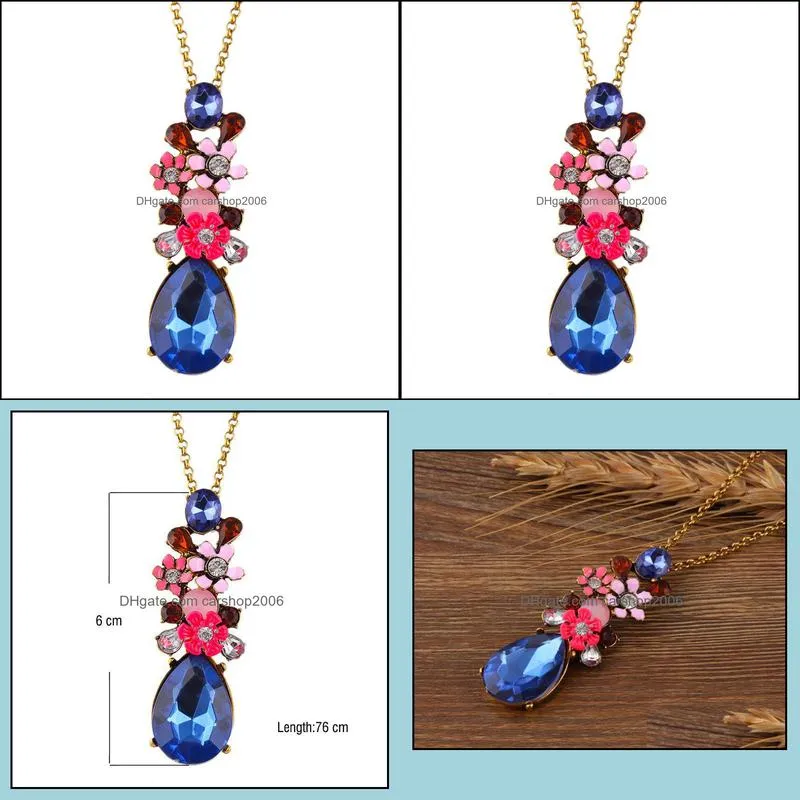 crystal diamond necklaces for women men bohemian rhinestone long charms chains necklaces carshop2006