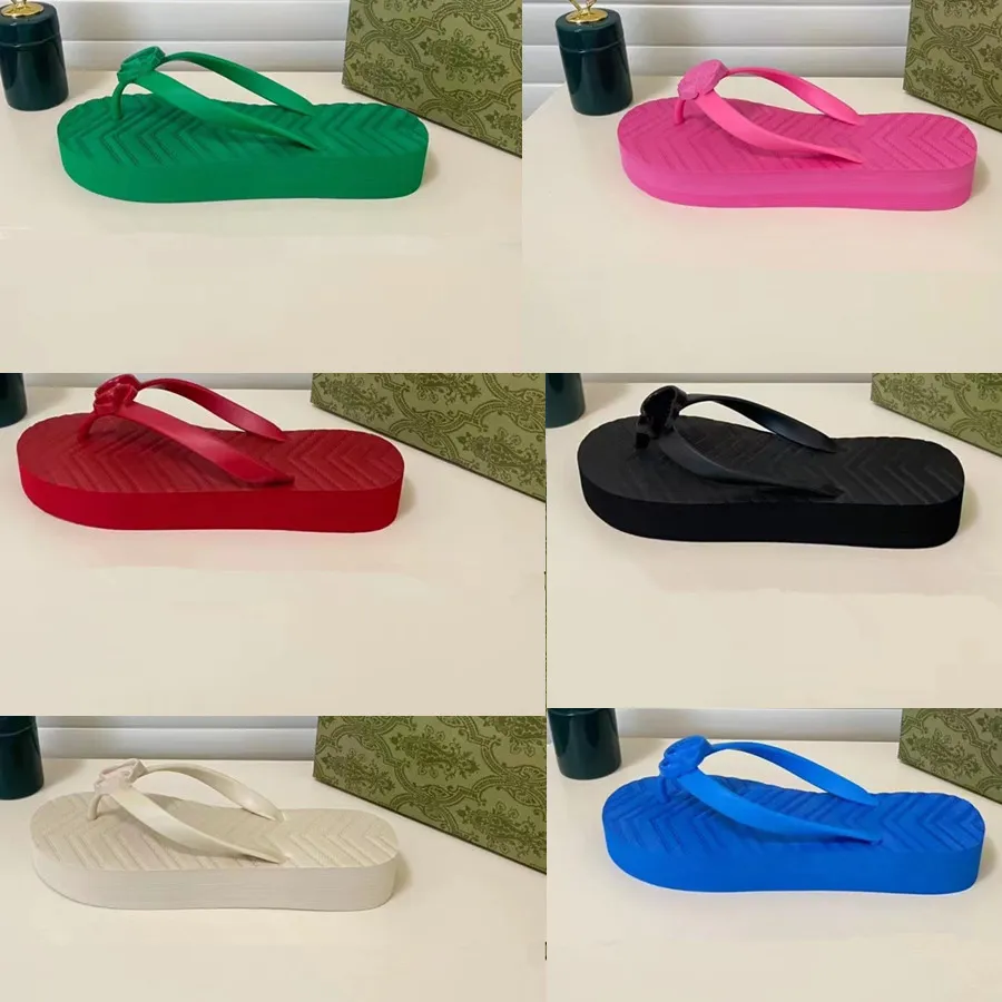 2022 Fashion Slippers Beach Shoes Flip Flops Thick bottom womens green yellow orange navy bule white pink brown summer sport sneaker 35-38-39-42