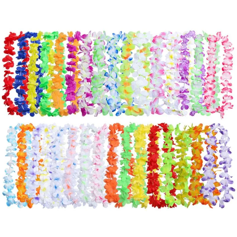 Dekorativa blommor kransar 50/60st Hawaiian Flower Leis Artificial Beach Fun Wreath Pool Party Fancy Dress Hawaii Diy Decorecorative