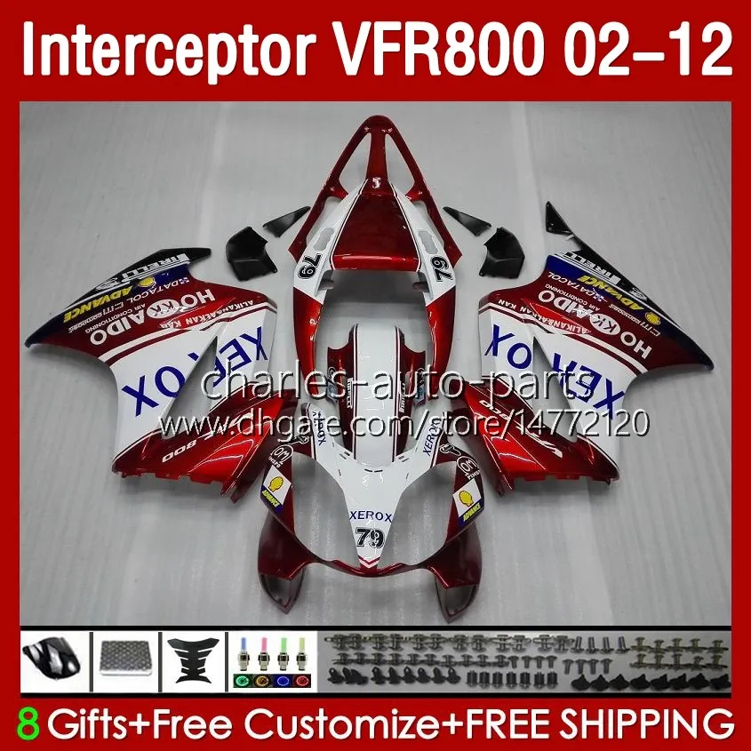 Nadwozie dla Honda Candy Red VFR800 VFR 800 RR CC 800RR Interceptor 02-12 Body 129NO.14 800CC VFR800RR 02 03 04 05 06 07 VFR-800 2002 2002 2009 2011 2012 WŁAŚCICENIA