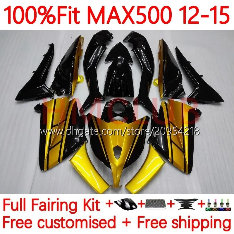 حقن القالب معرضات Yamaha Tmax-500 Max-500 T Max500 12-15 هيكل السيارة 33NO.11 TMAX MAX 500 TMAX500 12 13 14 15 T-MAX500 2013 2014 2015 OEM Body Kit Golden Black