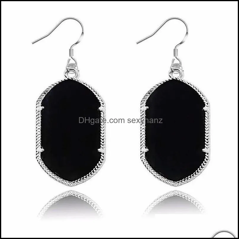 foreign trade europe and the united states personality big earrings silver side acrylic geometric earrings retro alloy pendant earrings