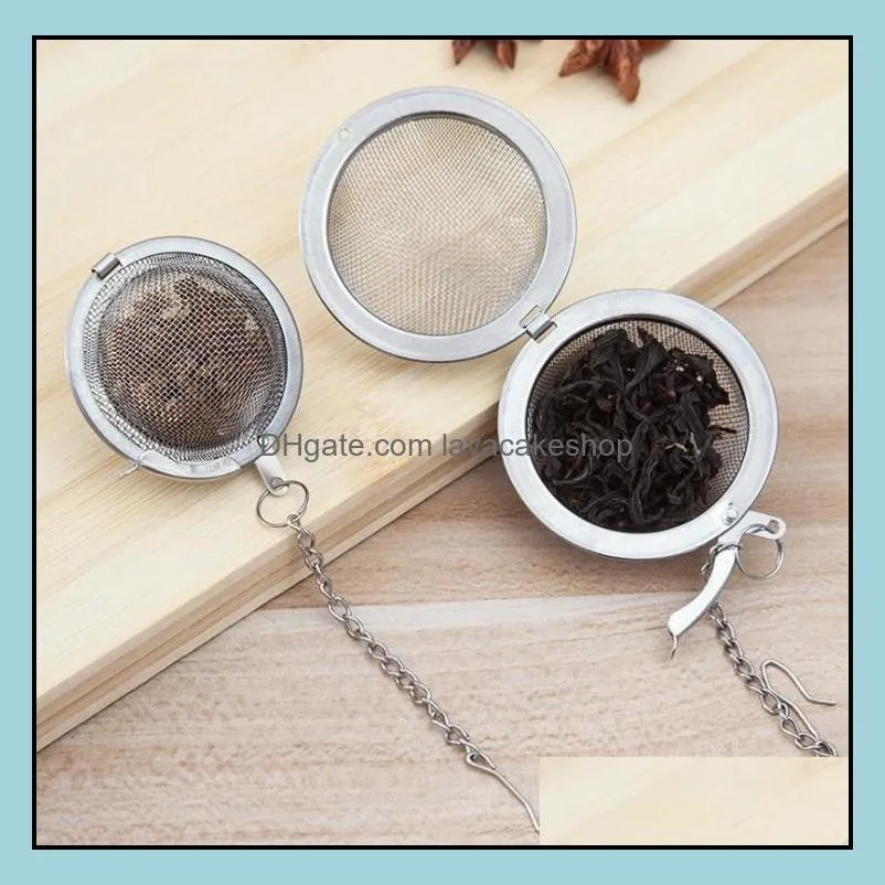 Colanders Strainers 100Pcs Teaware 스테인레스 스틸 메쉬 차 공 주입기 스트레이너 구 잠금 향신료 차 필터 여과 초본 컵 음료 도구 드롭 배달