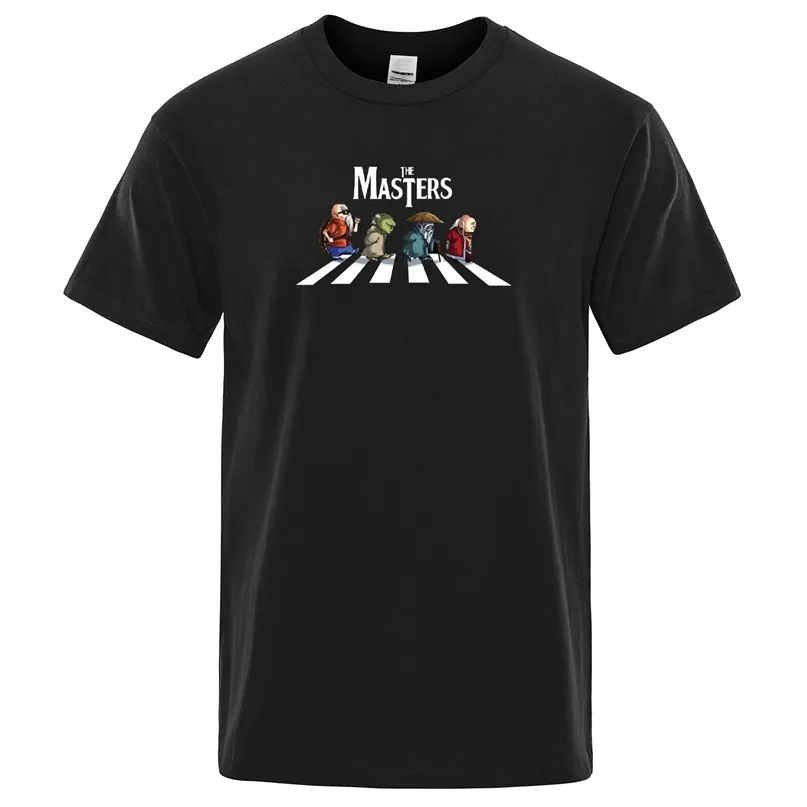 Японское аниме мужчины топы смешная уличная одежда Harajuku с короткой рубашкой для мужской футболки летняя хлопчатобумажная футболка The Masters Print Tshirt 220607
