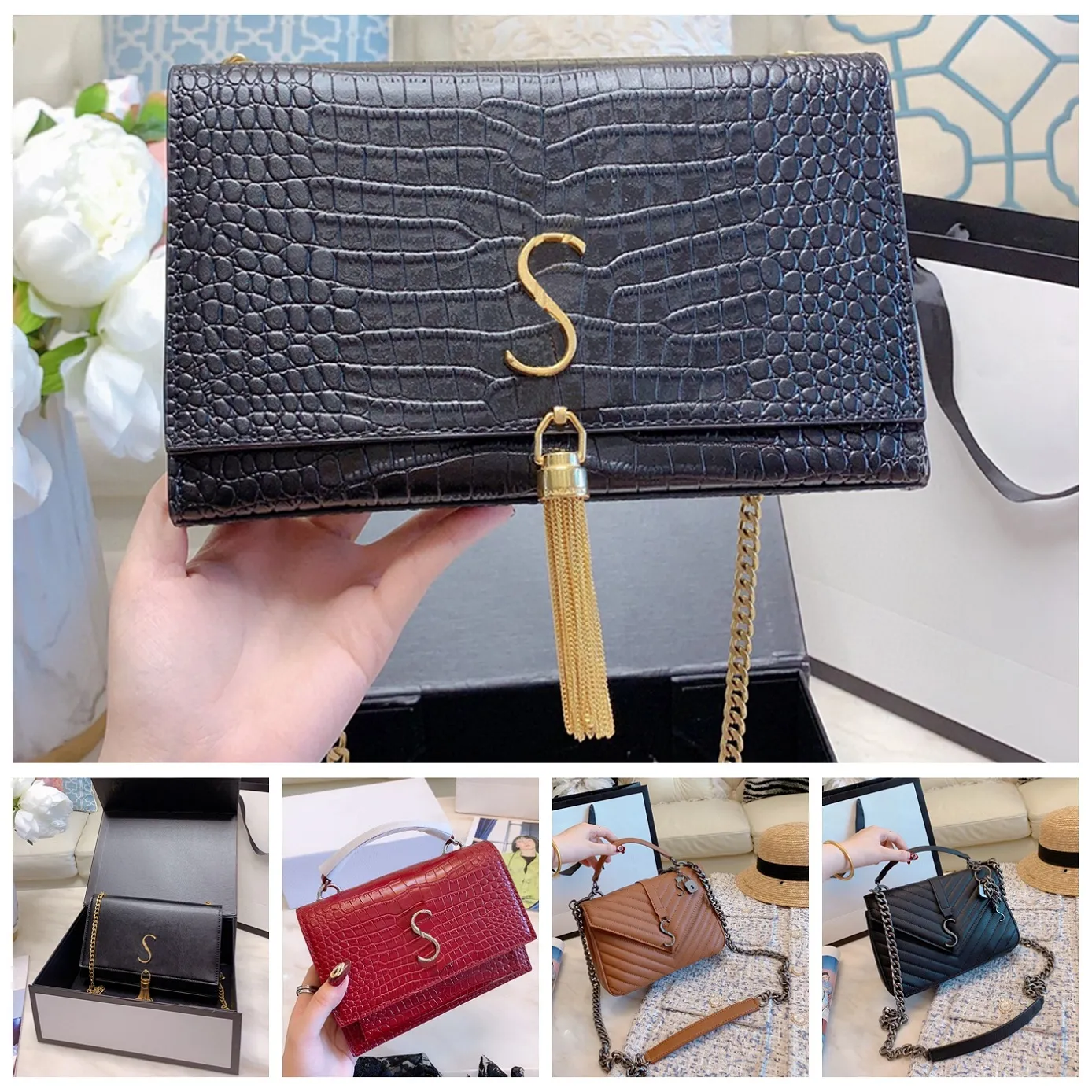 5A Designer Bag Luxury Purse Brand Shoulder Bags Leather Handbag Crossbody Messager Cosmetic Purses Wallet by shoebrand w109 11
