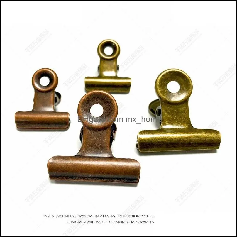 4 Size Retro Round Metal Grip Clips Bronze Bulldog Clip Metal Ticket Paper Clip For Tags Bags Office Wholesale LX3470