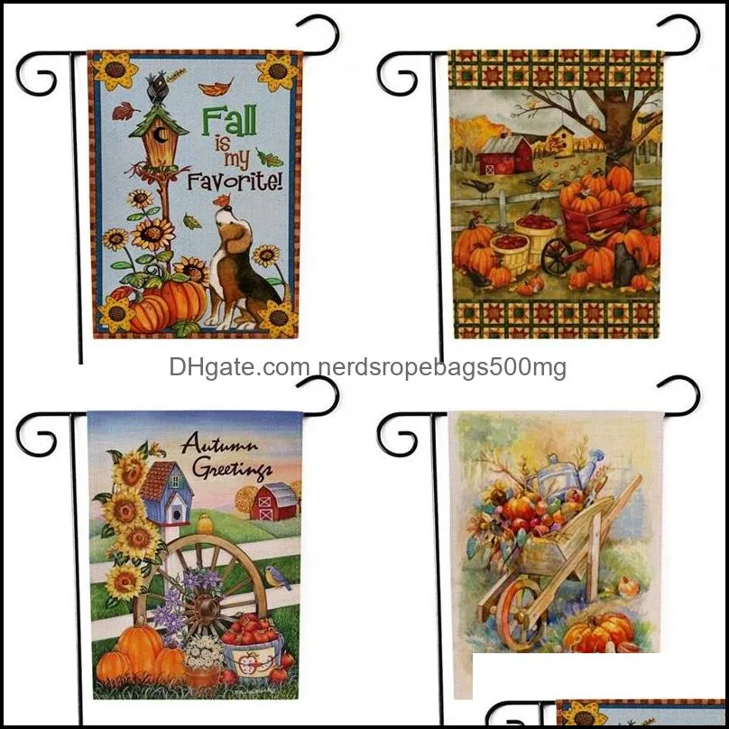 Thanksgiving Decorations Garden Flag Sunflowers Pumpkins Fruit Cat Pattern Two Sided Printing Banners Halloween Flags Hot Sale 6 8sx