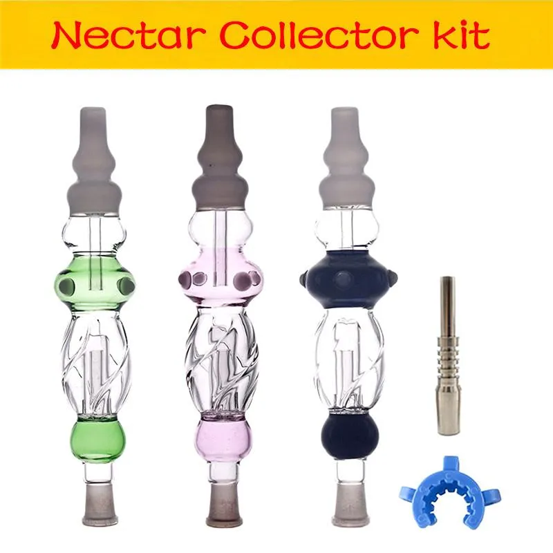 Neues Glas-NC-Kit mit 14-mm-Titanspitze und Quarzspitzen, Keck-Clip, 9-Zoll-Kollektor-Kit zum Rauchen von Handrauchen, Wachswasserbong