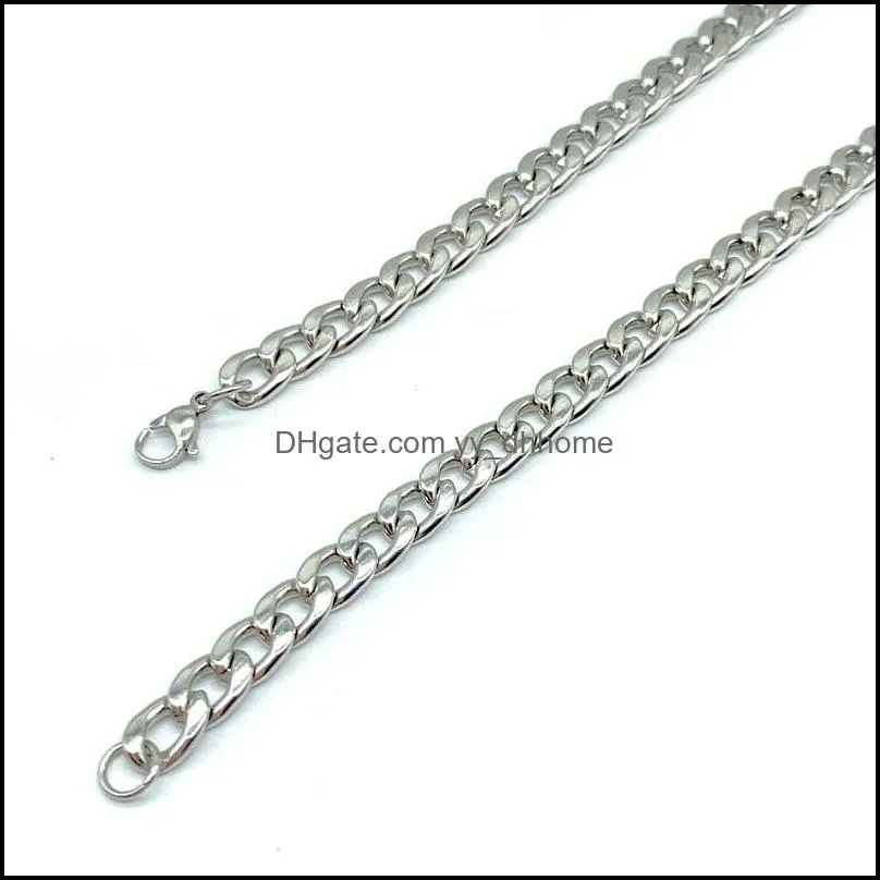 5mm 6mm 7mm silver plated stainless steel chains women men chokers for hip hop necklaces party club jewelry