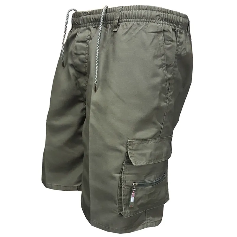 Summer Cotton Cargo Shorts Mens Loose Work Casual Outdoor Short Pants Multi Pocket Byxor 220613