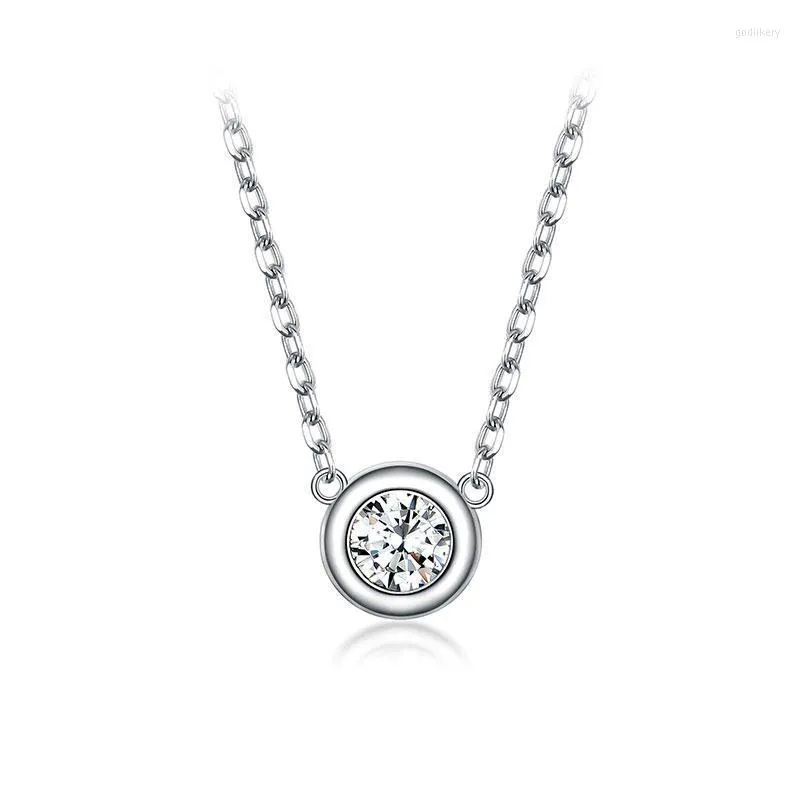 Kedjor 100% verklig Moissanite dimond 1.0ct d färg rund halsband 925 silver utsökta fina smycken för älskarens gåvachains gudl22