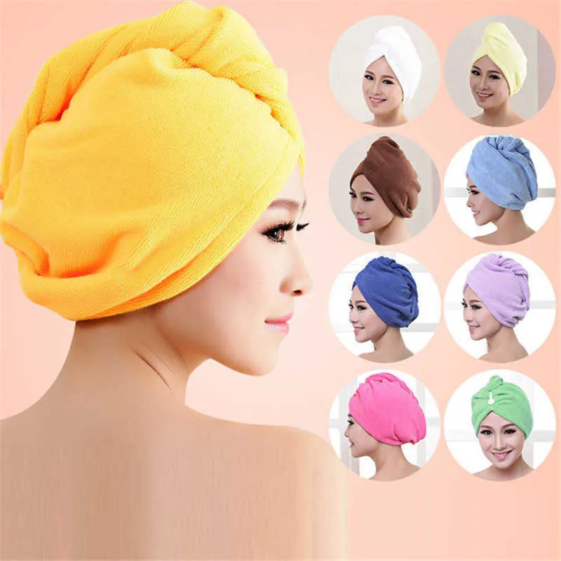 Vente en gros - Nouveau Microfibre Cheveux Wrap Serviette Chapeau Turban Femmes Twist Séchage Rapide Cap Sec Dames En Peluche Bain Spa Solide