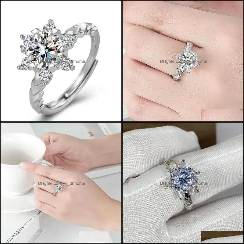 christmas romantic snowflake love ring open love ring arm platinum plated flower proposal rin yydhhome