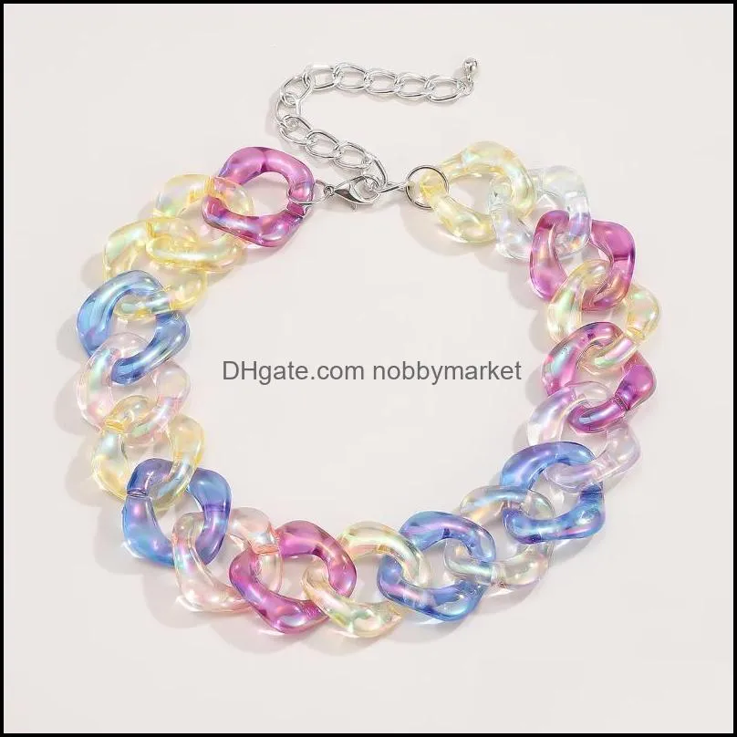 Chains Hip Hop Jewelry Rainbow Acrylic Chain Necklace Choker Collar For Women Girls Fashion