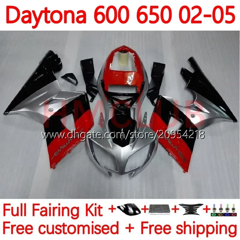 Corpi moto per Daytona600 Daytona650 02-05 Carrozzeria 148No.14 Carenatura Daytona 650 600 CC 02 03 04 05 Daytona 600 2002 2003 2004 2005 Kit carenatura ABS rosso argento