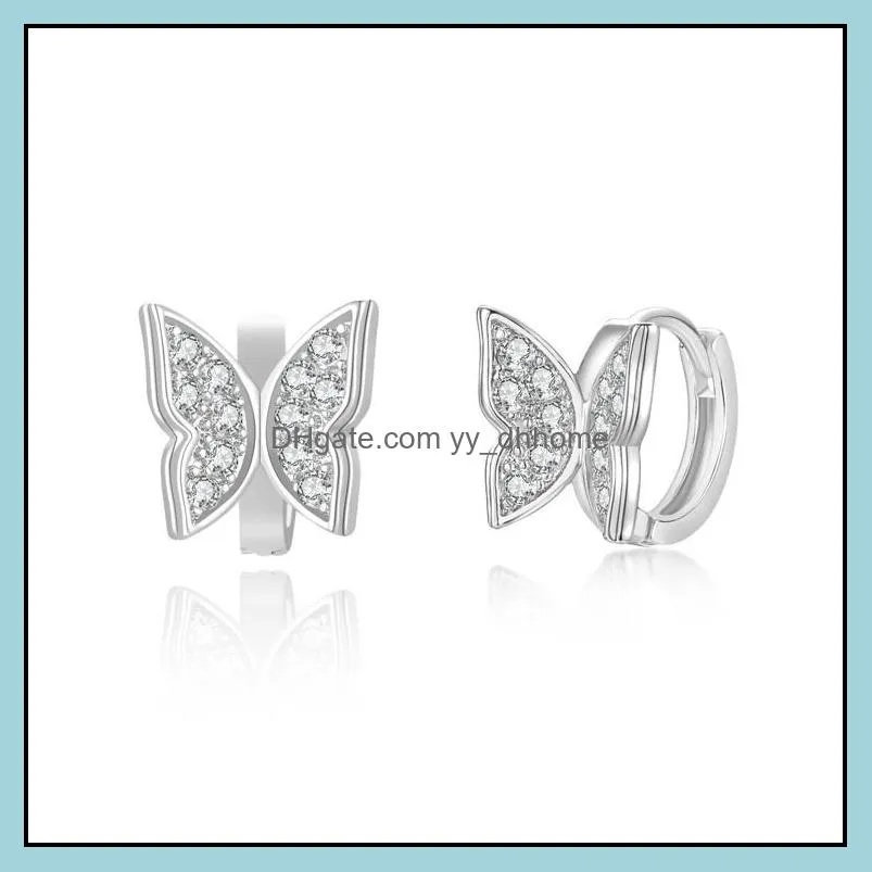 Butterfly Hoop Earrings Silver Gold Plated Ear For Women Elegant Sweet Korea Design