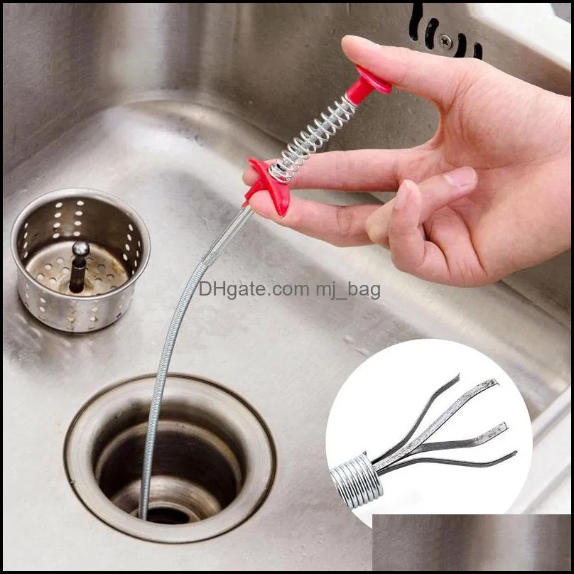 hand pinch pressure spring pipe sink anti-blocking cleaning clip sewer dredging device hair cleaner pipe dredging device vtky2388