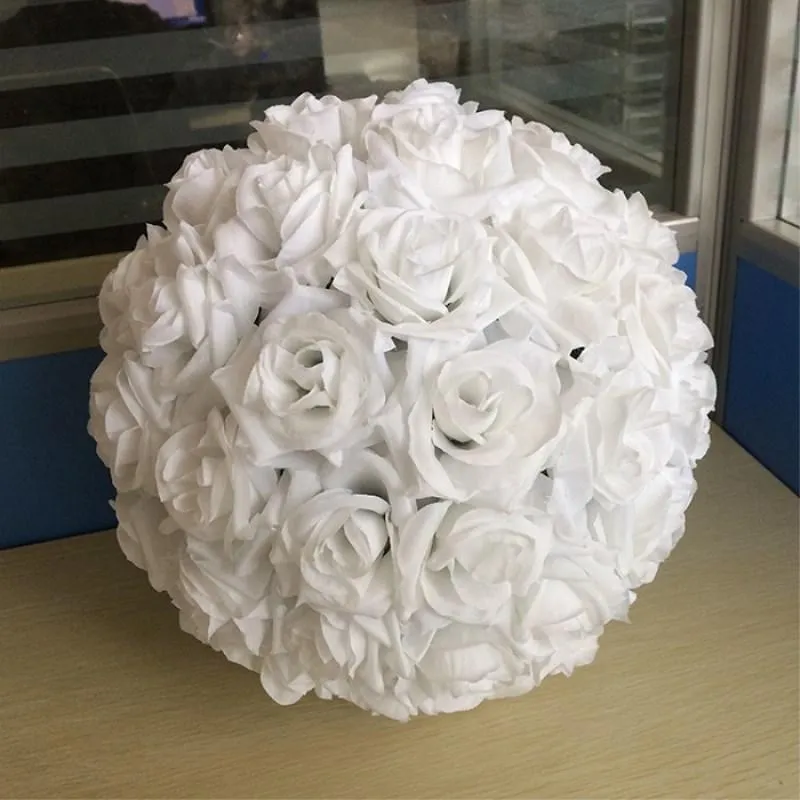 Couronnes de fleurs décoratives 16 "40CM grande taille boules de baiser cryptage artificiel Rose boule de fleur en soie ornement pour le festival de mariage
