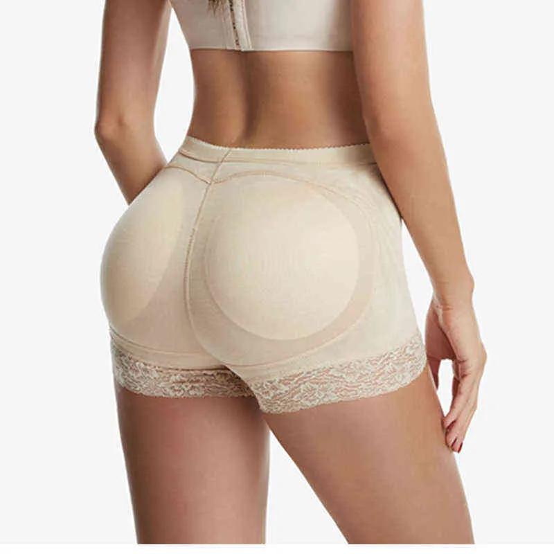 Kvinnor Body Shaper Padded Butt Lifter Panty Butt Hip Enhancer Fake Hip Shapwear Briefs Push Up Fine Mesh Upturned Buttock Panties Y220411