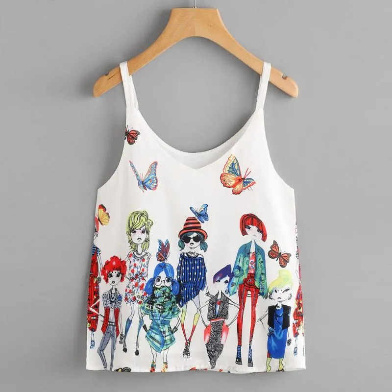 Dames Tanks Camis Vrouwen Top Butterfly Pattern Print Kleurrijke Slash Hals Tank Strapless Crop 2022 Zomer Casual Uitloper Korte Tops