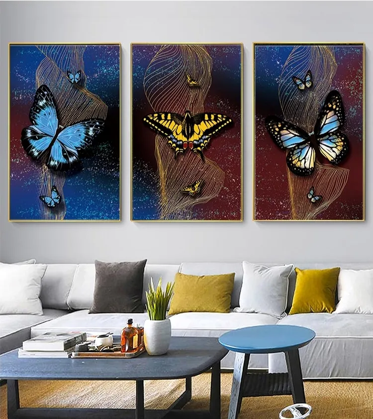 Poster Pop Art Dipinti astratti Farfalla stampata su stampe su tela Immagini per soggiorno Arte moderna Decorazioni per la casa C 0608