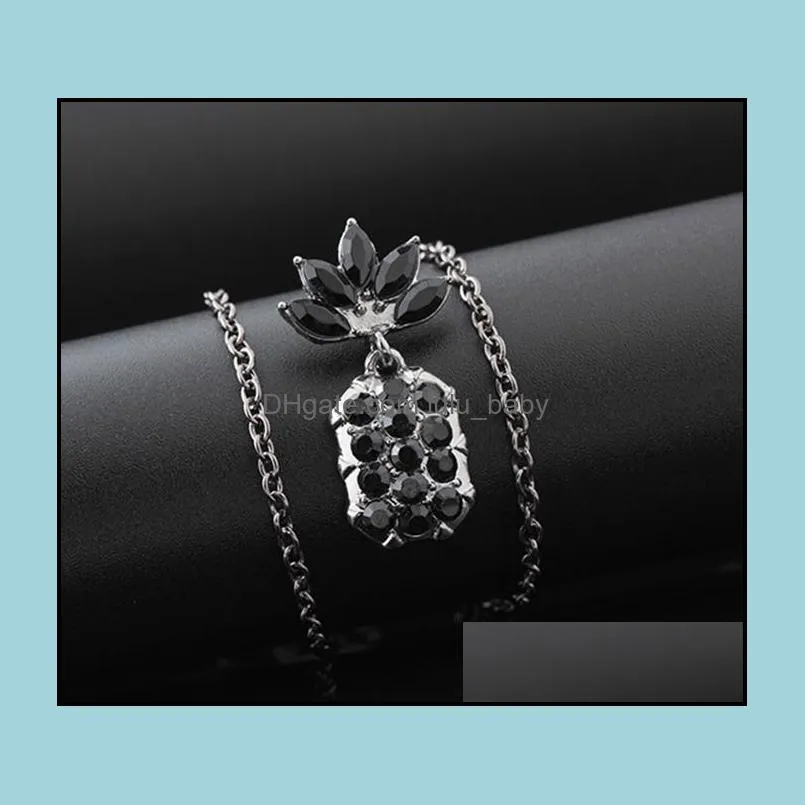 pineapple necklaces for women green leaves ladies girl jewelry gift long chain necklace fruit pendant necklace