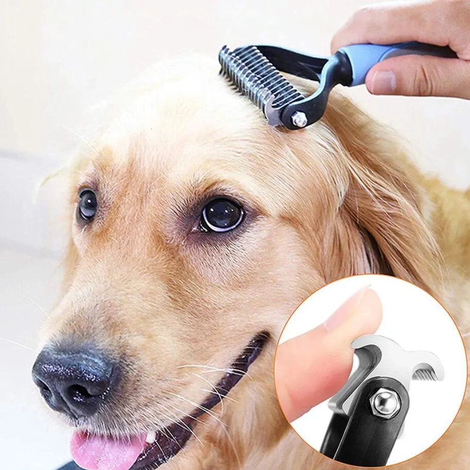 Remoção de cabelo Pets Brush de corte de nó Brush Double Face Cat Helfing Tool Tool Helding Long Curly Hairs Cleanner Pebs Pet Helicing