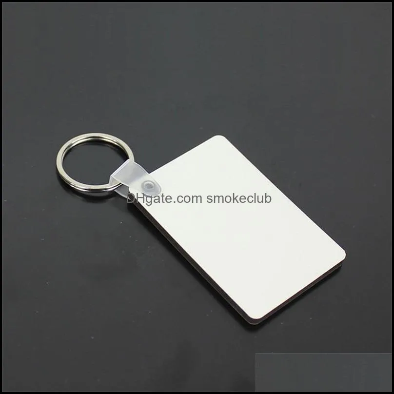 Sublimation Blank Keychain Party Favor MDF Square Wooden Key Pendant Thermal Transfer Double-sided KeyRing White DIY Gift 60*40*3mm Keychains 41