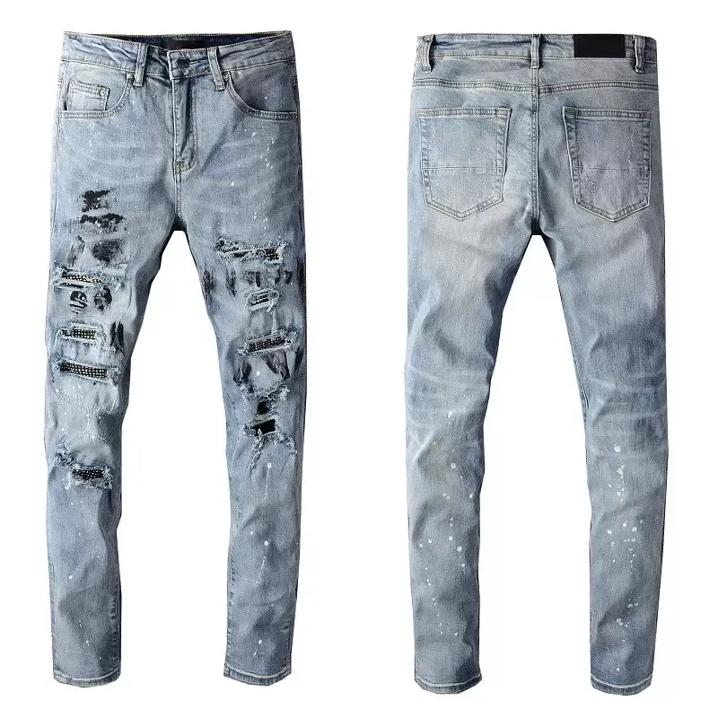 Jeans para hombre 2022 Diseñador para hombre jeans hiphop moda cremallera agujero lavado jean pantalones retro rasgado pliegue costura hombres diseño motocicleta montar fresco delgado pantalón púrpura para mujeres 2