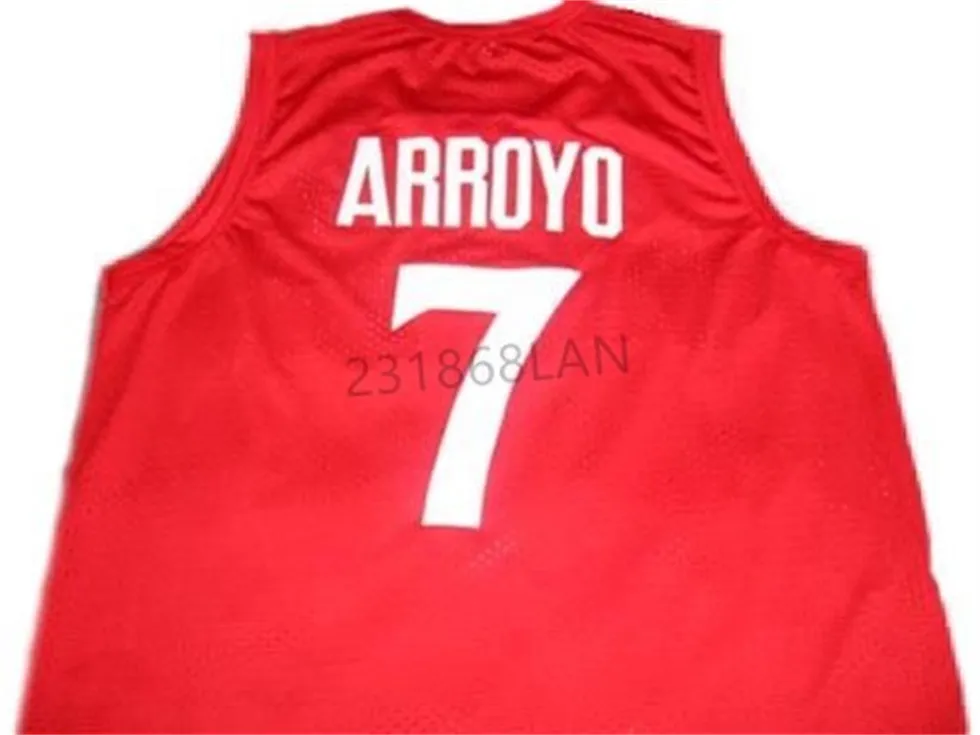 Carlos Arroyo #7 Porto Riko Erkek Basketbol Forması Kırmızı Beyaz Mavi Nakış Dikişli Özel Herhangi Bir Sayı ve İsim Formaları