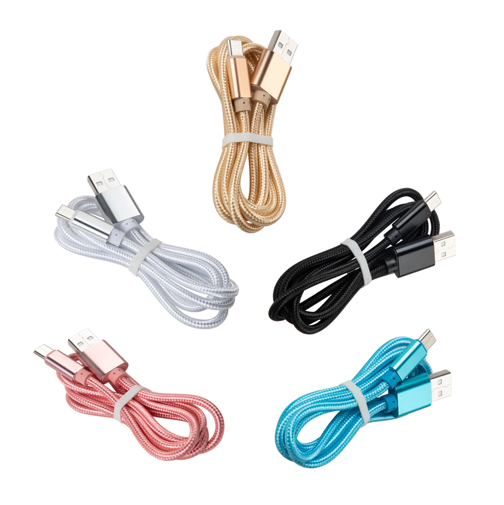 Câbles de données de chargeur en nylon de type C 1M 2M 3M charge rapide Micro câble USB fil de cordon pour téléphone Samsung Huawei Android