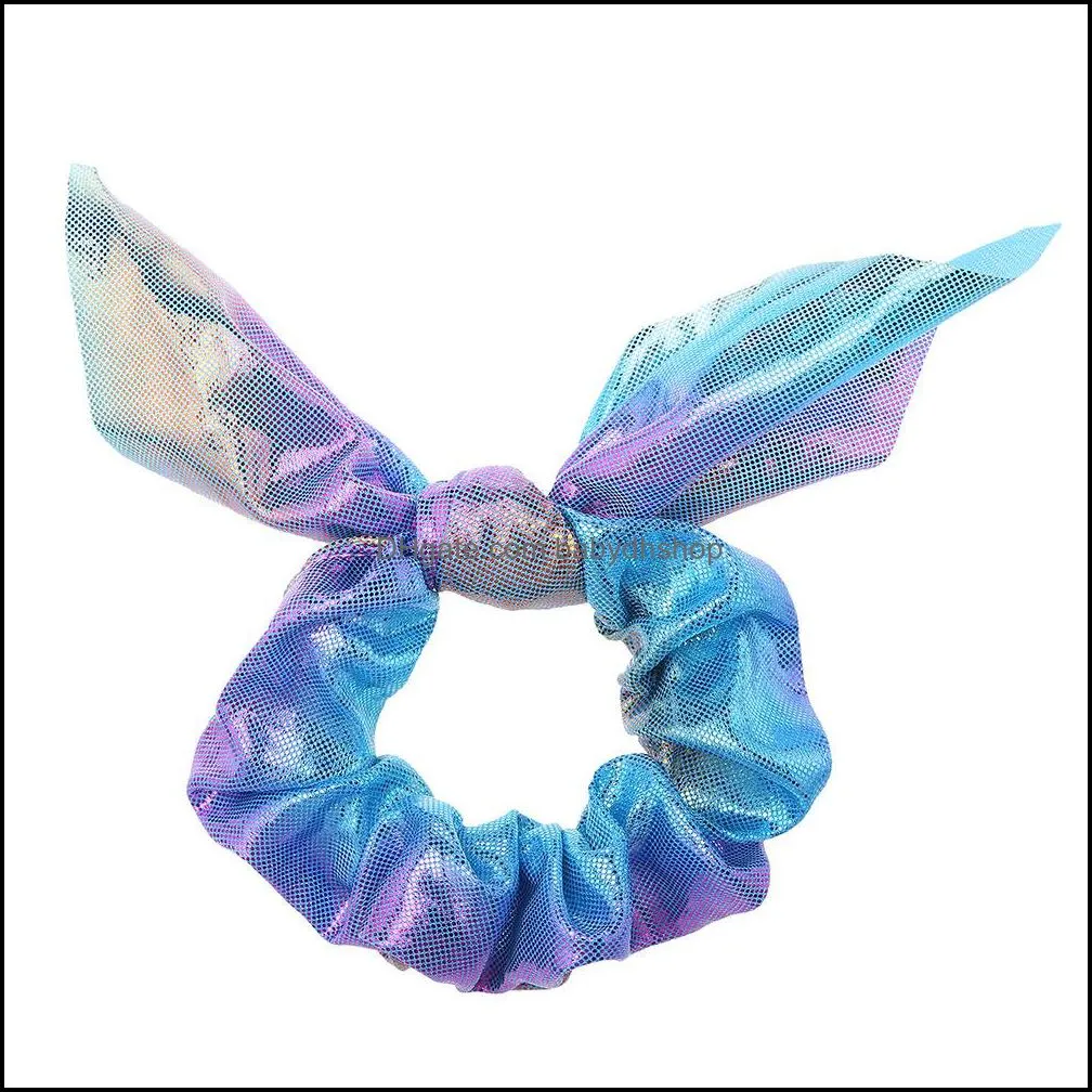 Fashion Gilded Rabbit Ear Gradually Changing Color Hair Accessary Ponytail Holder Scrunchies Hair Accessories mix 10 designs