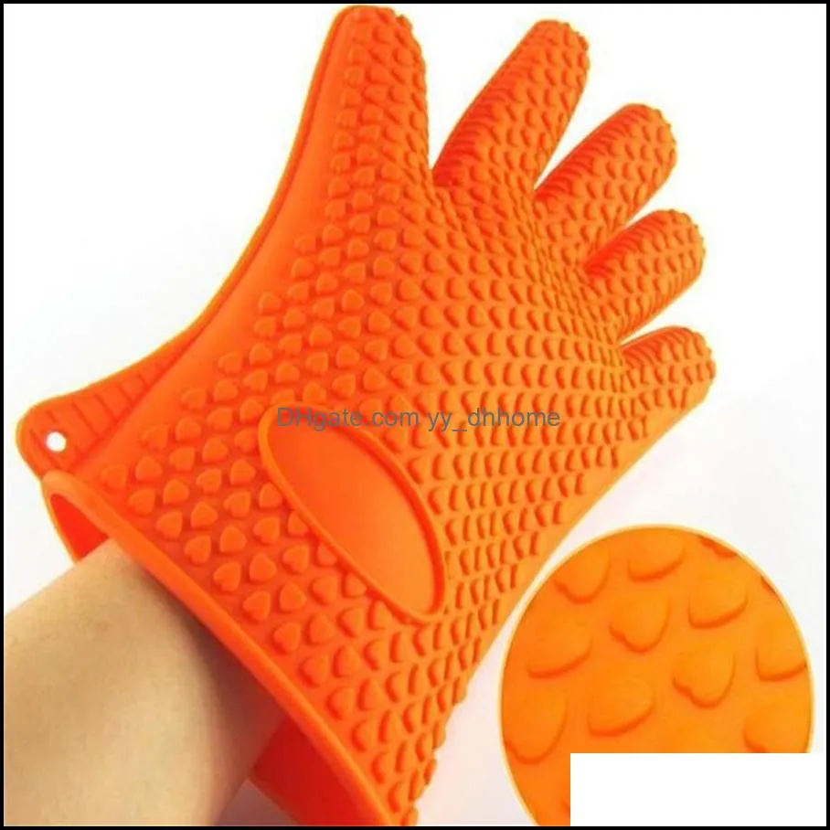 Arts and Crafts Kitchen Microwave Oven Baking Gloves Thermal Insulation Anti Slip Silicone Five-Finger Heat Resistant Safe Non-toxic gloves 50