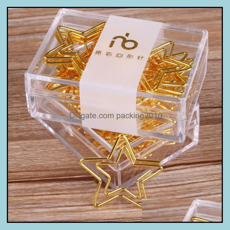 lovely star metal golden colour paper clips pry bookmark creative cute safety paperclip school office supplies